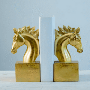 Gold Horse Head Bookends