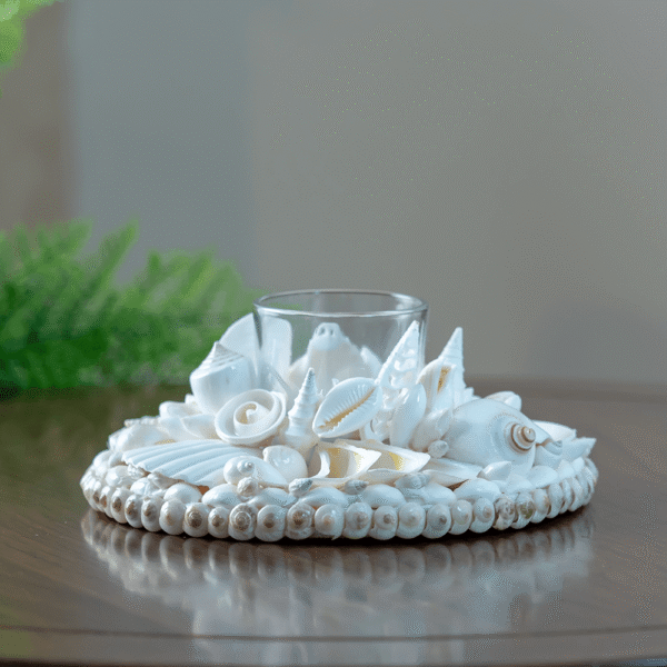 White Shell Candle Holder