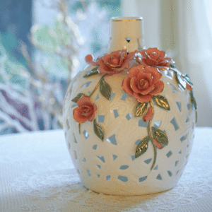 Rose Embossed Ceramic Vase