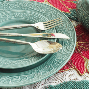 Teal Ceramic Plate & Bowl Set