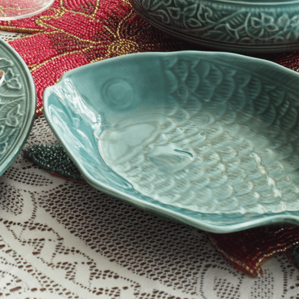 Teal Fish Pattern Plate