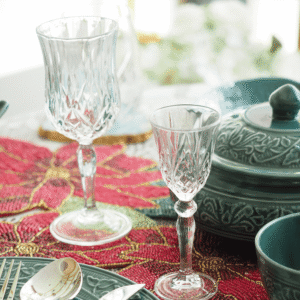 Etched Crystal Goblet Set