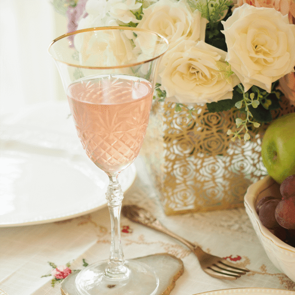 Pink Gold-Rim Champagne Glass