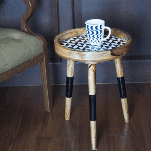 Slatted Wooden Side Table