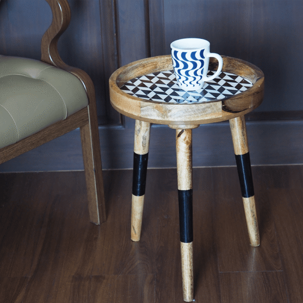 Slatted Wooden Side Table