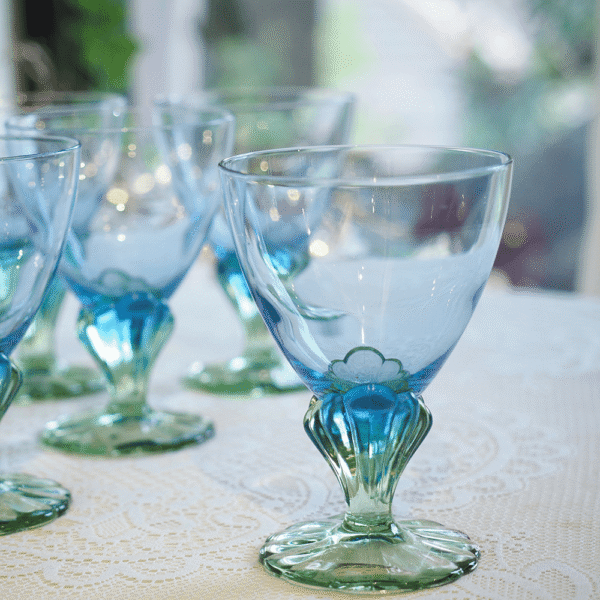 Blue Glass Goblet Set