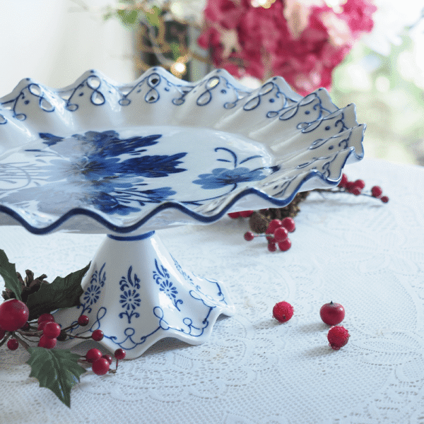 Blue Porcelain Pedestal Stand