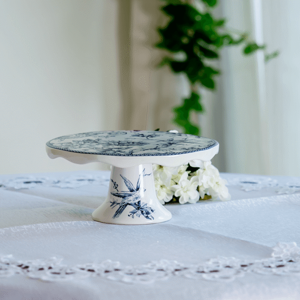 Floral Blue Pedestal Stand