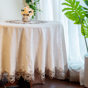 Beige Lace Round Tablecloth