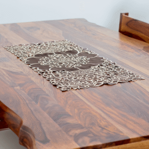 Brown Embroidered Table Runner