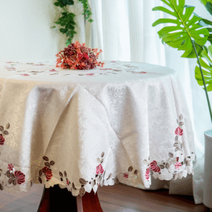 Floral Embroidered Round Tablecloth