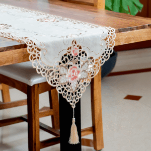 White Lace Embroidered Runner