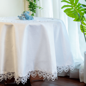 White Lace Round Tablecloth