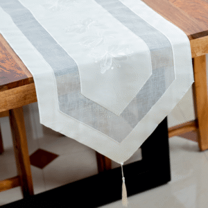 White Embroidered Table Runner