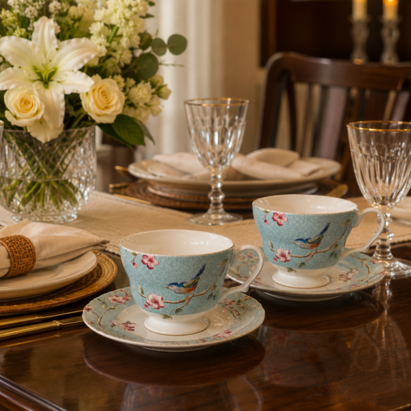 VINTAGE TEA CUP & SAUCER SET12