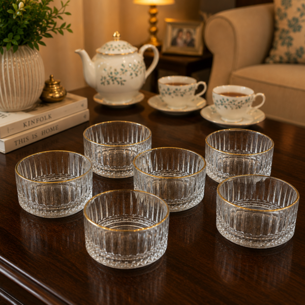 6PCS BOWL SET WITH GOLD LINE