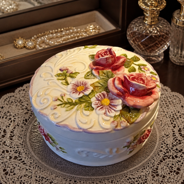 ROUND FLOWER DESIGN JEWELLERY BOX
